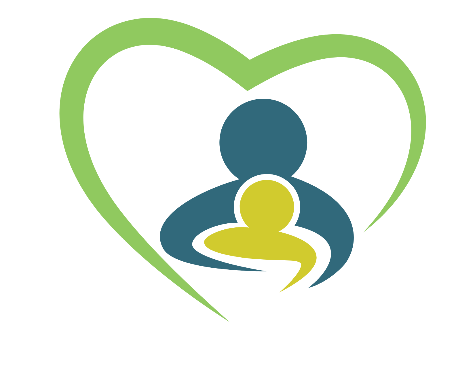 stylized illustration of parent holding a baby that makes the shape of a heart