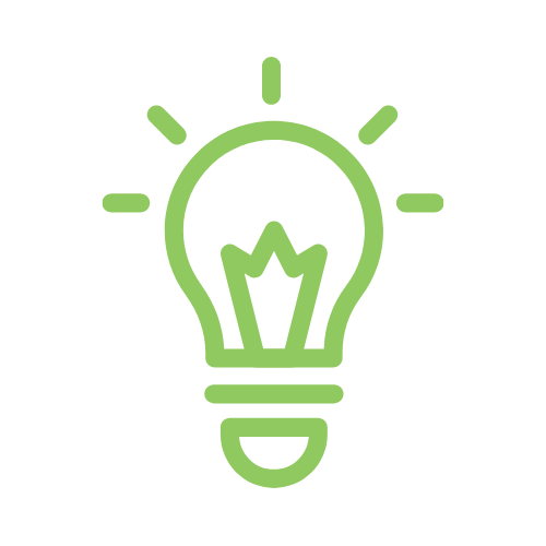 idea icon: illustrated outline of a lightbulb